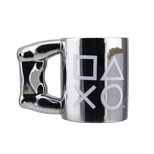 PlayStation Paladone DS4 Silver Controller Mug, Ceramic Coffee Mug for Gamers, 550 ml, Multicolored, PP9388PS