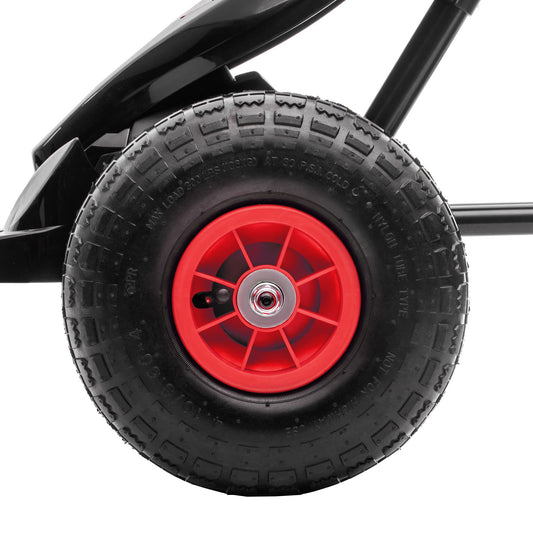 HOMCOM Children Pedal Go Kart, Raving Go Kart with Adjustable Seat, Inflatable Tyres, Shock Aborb, Handbrake, for Ages 5-12 Years - Red