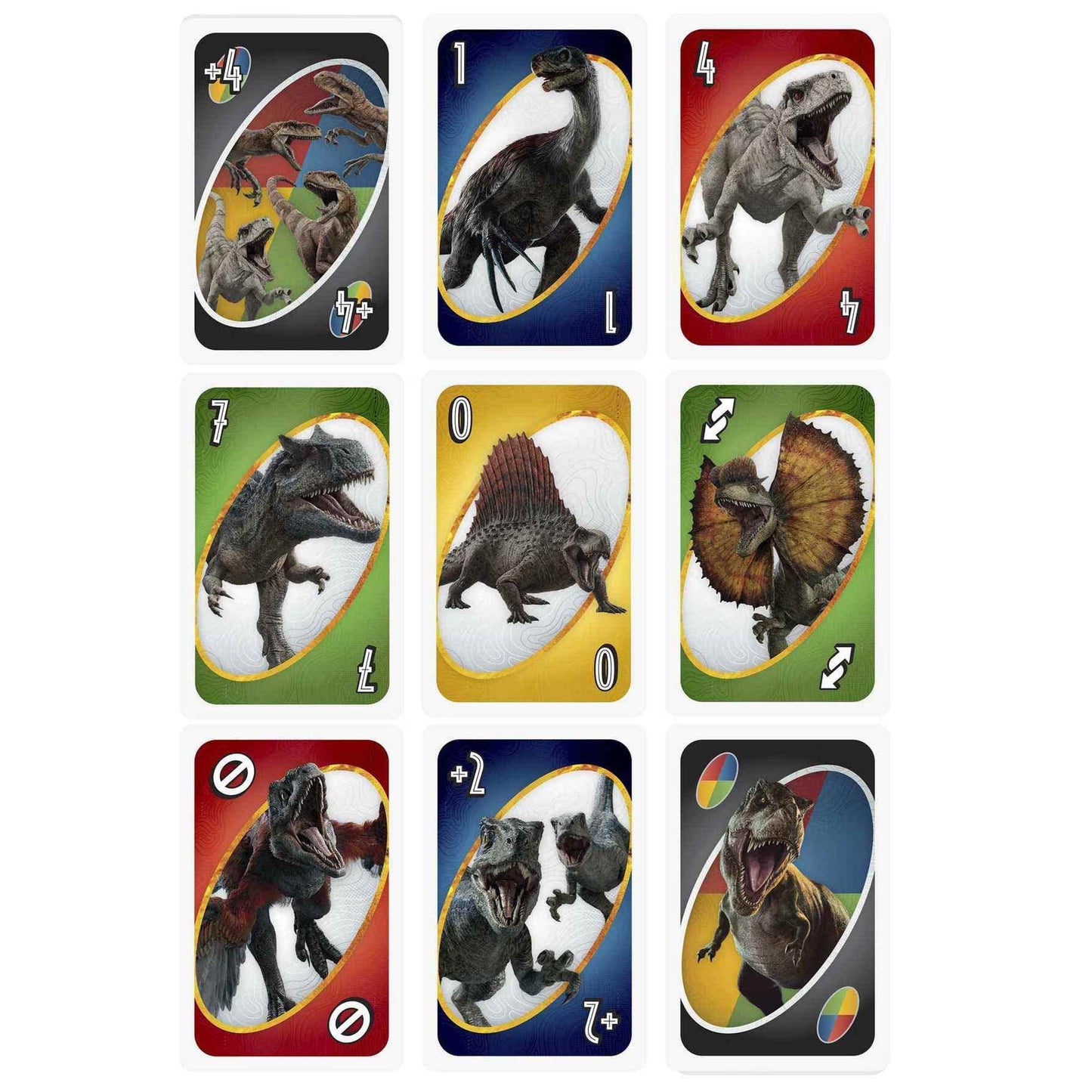 UNO Jurassic World Dominion Card Game with Themed Deck & Special Rule, Gift for Kid, Adult & Family Game Nights, Ages 7 Years Old & Up, GXD72