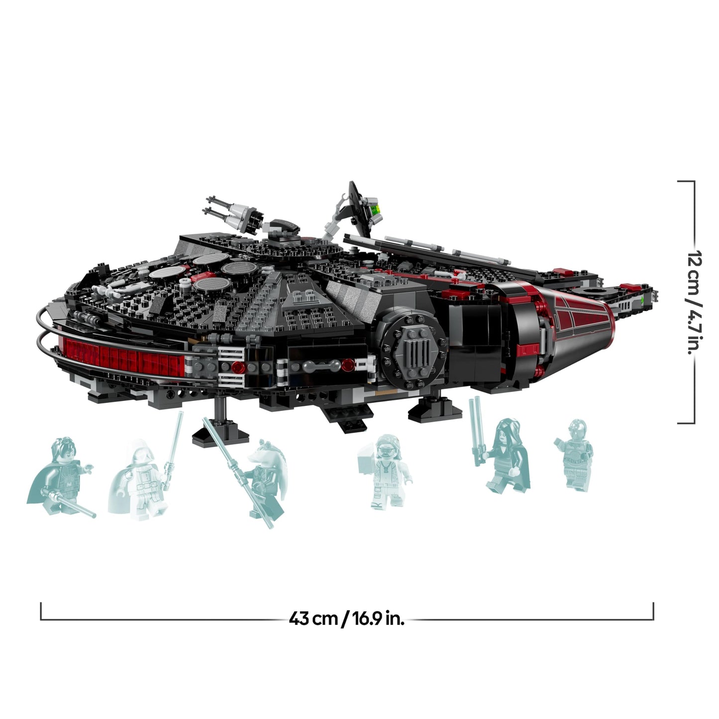 LEGO Star Wars 75389 The Dark Falcon building set with spring-loaded shooters and six minifigures including C-3PO.