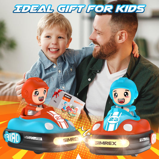 SIMREX Remote Control Bumper Car for Kids, RC Ejecting Bumper Vehicle for Kids, Toys with Light Music Sound, RC Battle Race Car Set of 2 Players, Gift for Toddler Boys and Girls