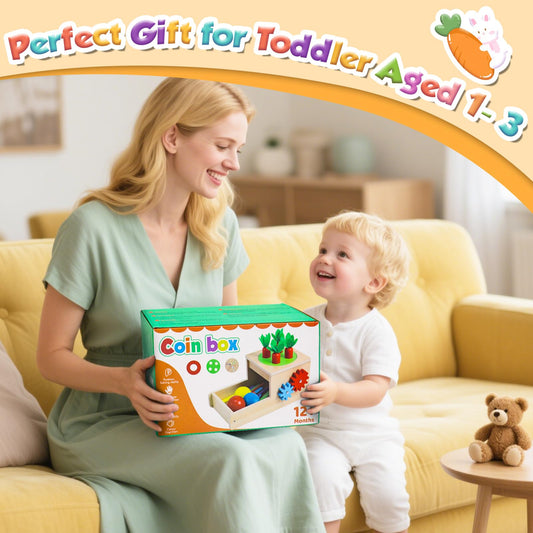 LZDMY Baby Wooden Montessori Toys for 1 Year Old Boys Girls, Toddlers Educational Sensory Sorting Toys Aged 1-3, 6 in 1 Activity Cube Carrots Havest Balls Drop Toy, Babies 1st Birthday Gifts