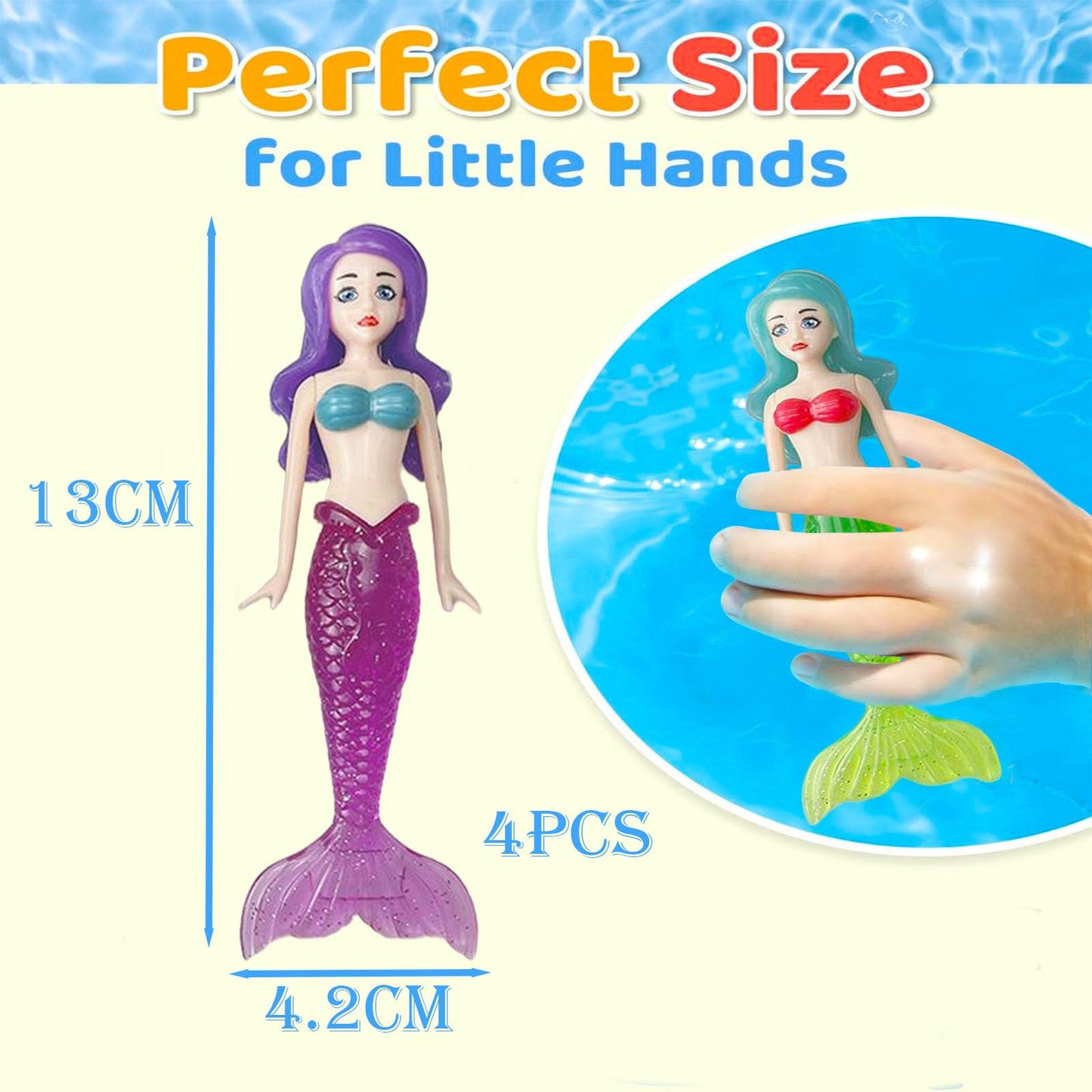 COSORO 4Pcs Diving Mermaids Toys Swimming Pool Sinking Toy Swimming Sinkers for Kids,Mermaid Underwater Diving Toy,Bath Mermaid Water Underwater Pool Training Toys Gifts for Girls Boys Pool Games