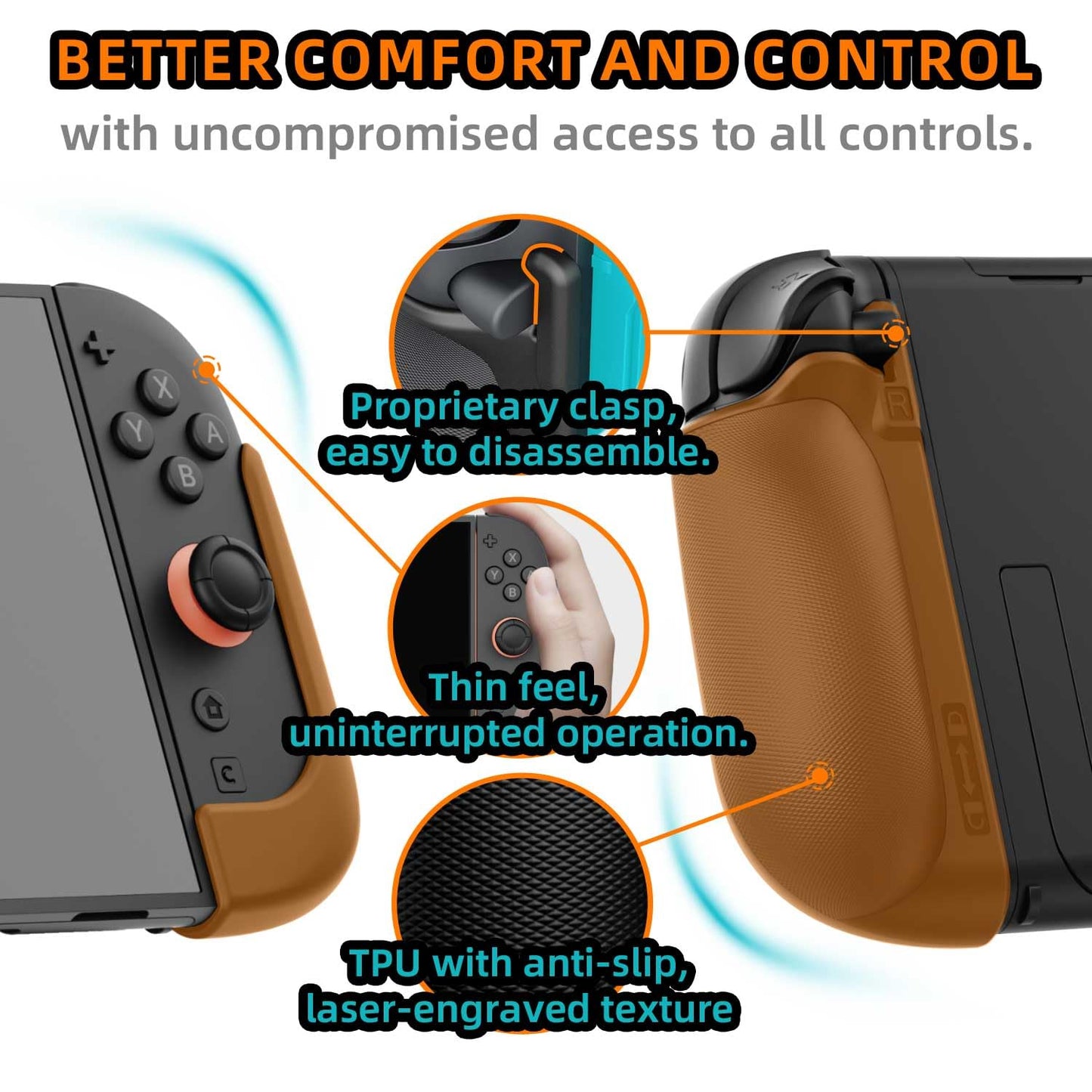 IFYOO NexGrip ergonomic grip set for Nintendo Switch 2 Joycons, black grip case with textured handles for comfortable gaming.