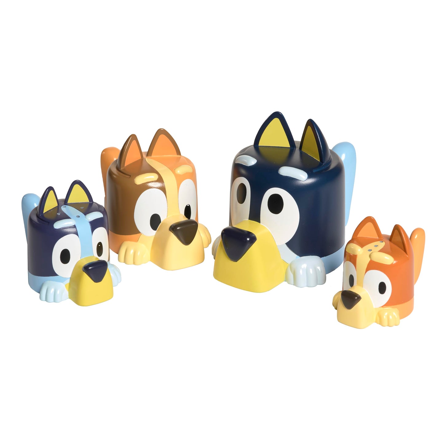 Toomies Bluey's Family Pourers with Designs Featuring Chilli, Bandit, Bingo, and Bluey - Nesting, Stacking Cups for Bath Time - Officially Licensed Bluey Toys - Baby Bath Toys for +18 Months