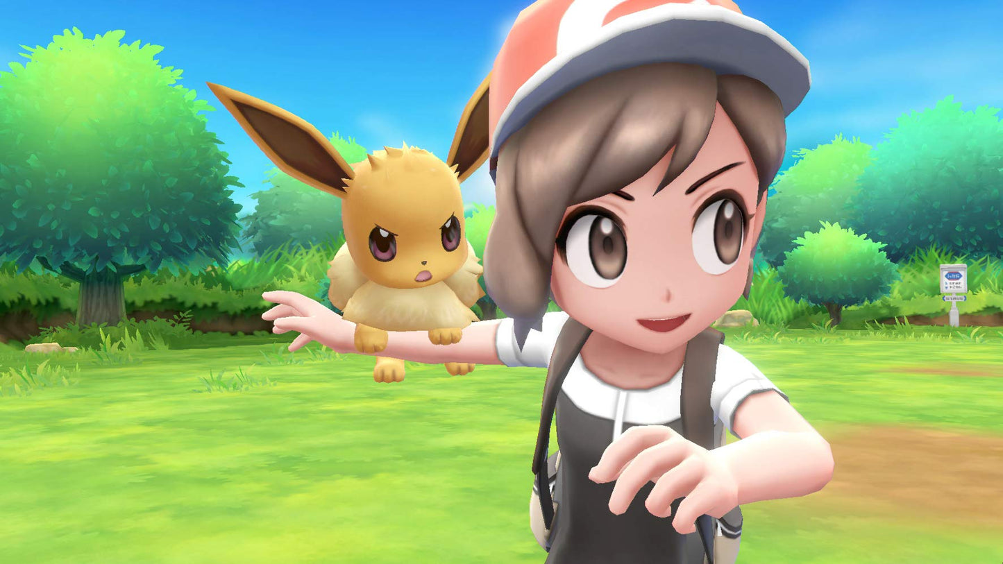 Nintendo Pokémon Let’s Go, Eevee! game for Nintendo Switch, featuring Eevee on the game cover with colorful artwork.