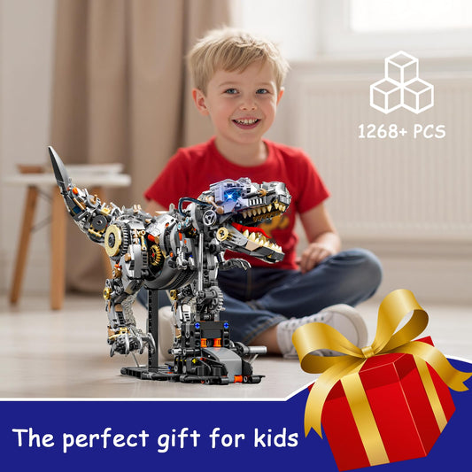 HJPLPXH Mechanical Tyrannosaurus Building Blocks Set with LED Light, T Rex Model Home Decor Gift for Adults Teens Kids Boys Ages 12+(1268PCS)