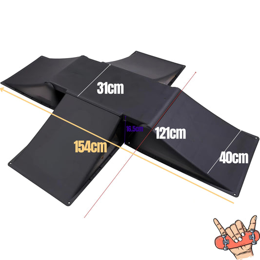 Senshi Skate Ramp | 5 Piece Skateboard Ramp Set For Garden BMX, Scooters, Bikes | Heavy Duty Mini Trick & Flips Ramp For Children & Teenagers up to 100KG | Skatepark Equipment For Home