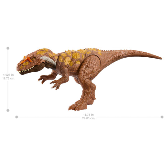 Mattel Jurassic World Wild Roar Megalosaurus Dinosaur Figure with Continuing Roar Sound & Attack Action, Posable Physical Toy & Digital Play, HTK73