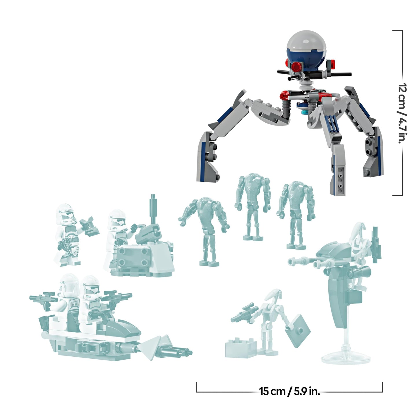 LEGO Star Wars Clone Trooper and Battle Droid Battle Pack with minifigures, droids, and speeder bike for building fun.