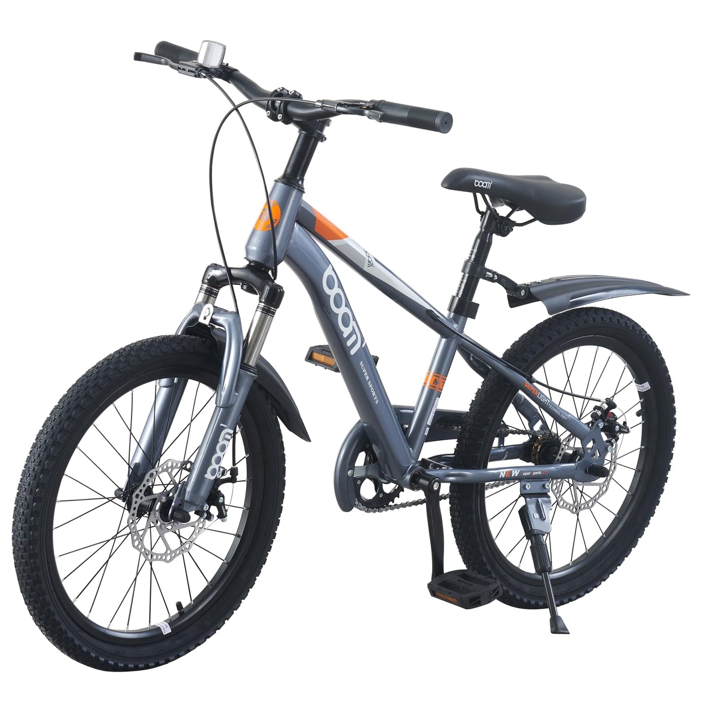 LSLIFE Kids Mountain Bike for Boys, 18 Inch Kids Bicycle for 6-10 Years Old Boy with Shock Absorber Boys Mountain Bicycle with Dual Disc Brake (Grey, 18 Inch)