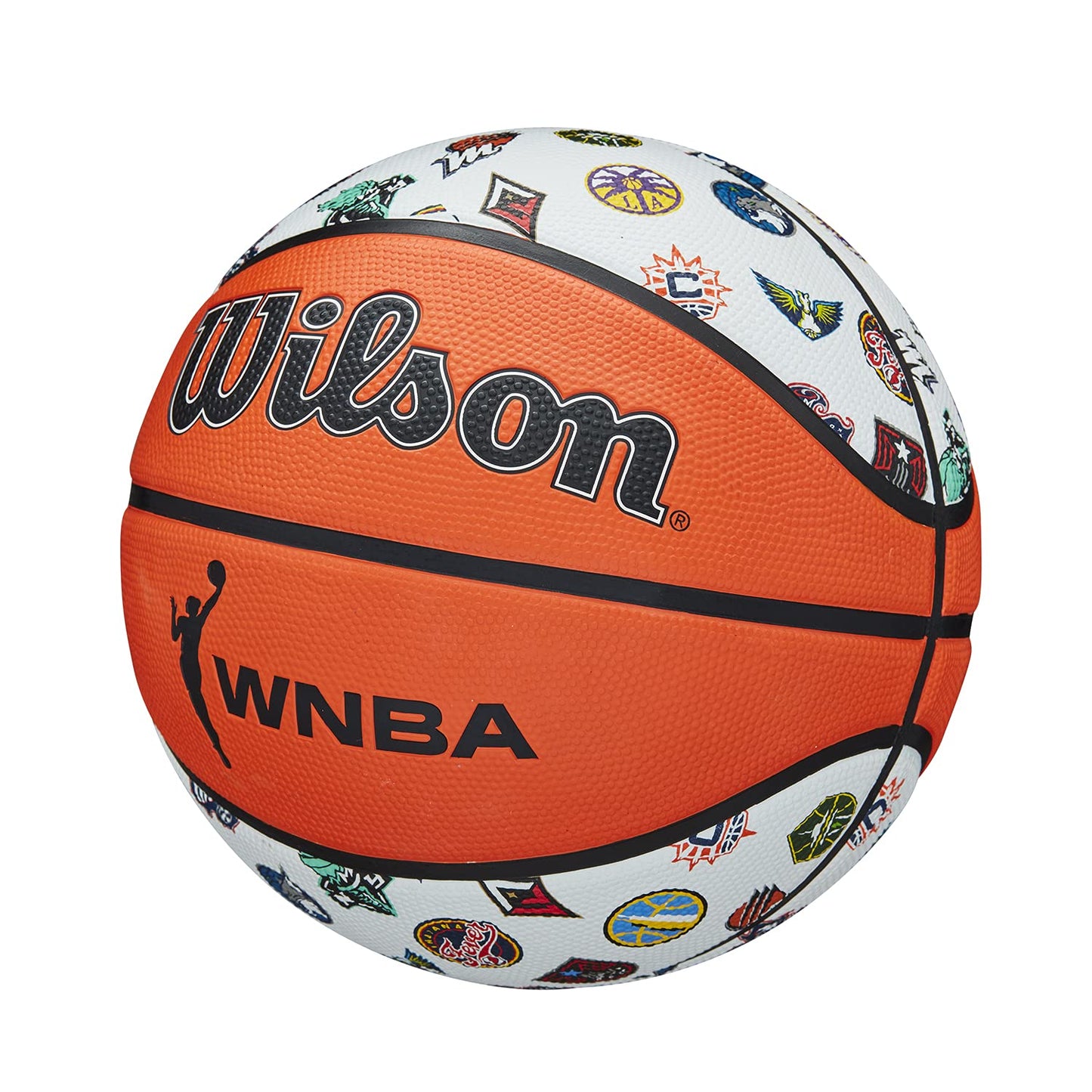Wilson Basketball WNBA ALL TEAM, Outdoor, Rubber, Size: 6, Brown/White