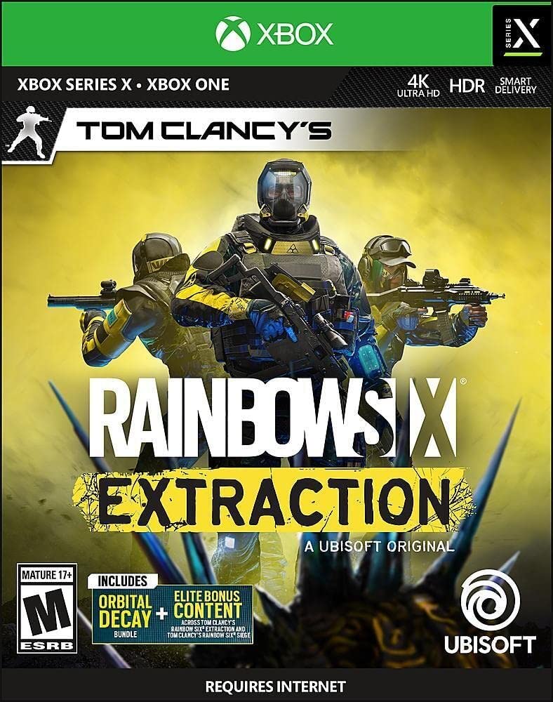 Rainbow Six Extraction standard edition game for Xbox One and Series X, featuring colorful game artwork and branding.