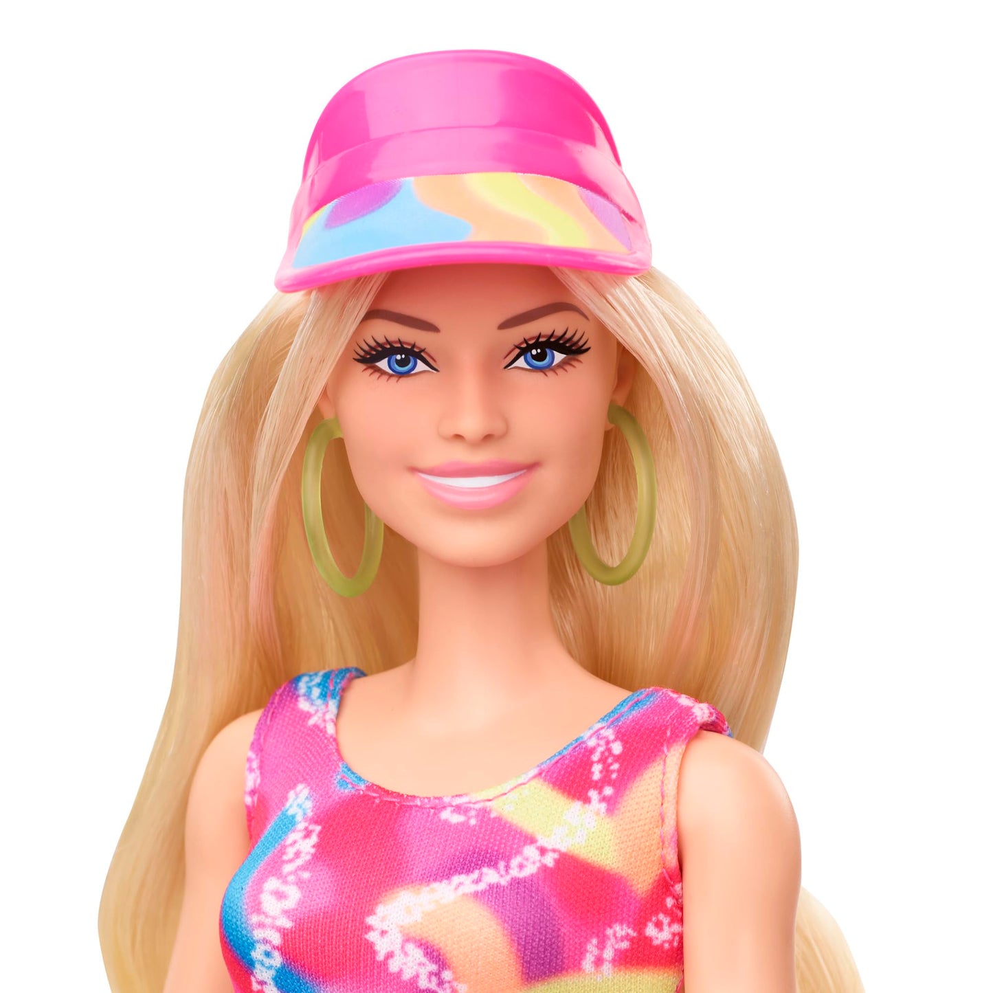 Barbie doll in neon inline skating outfit, featuring Margot Robbie's iconic look from the movie, HRB04.