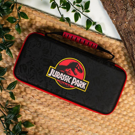Numskull Official Jurassic Park Hard Shell Travel Case for Nintendo Switch and OLED Model 2021, Fits 10 Games and Accessories