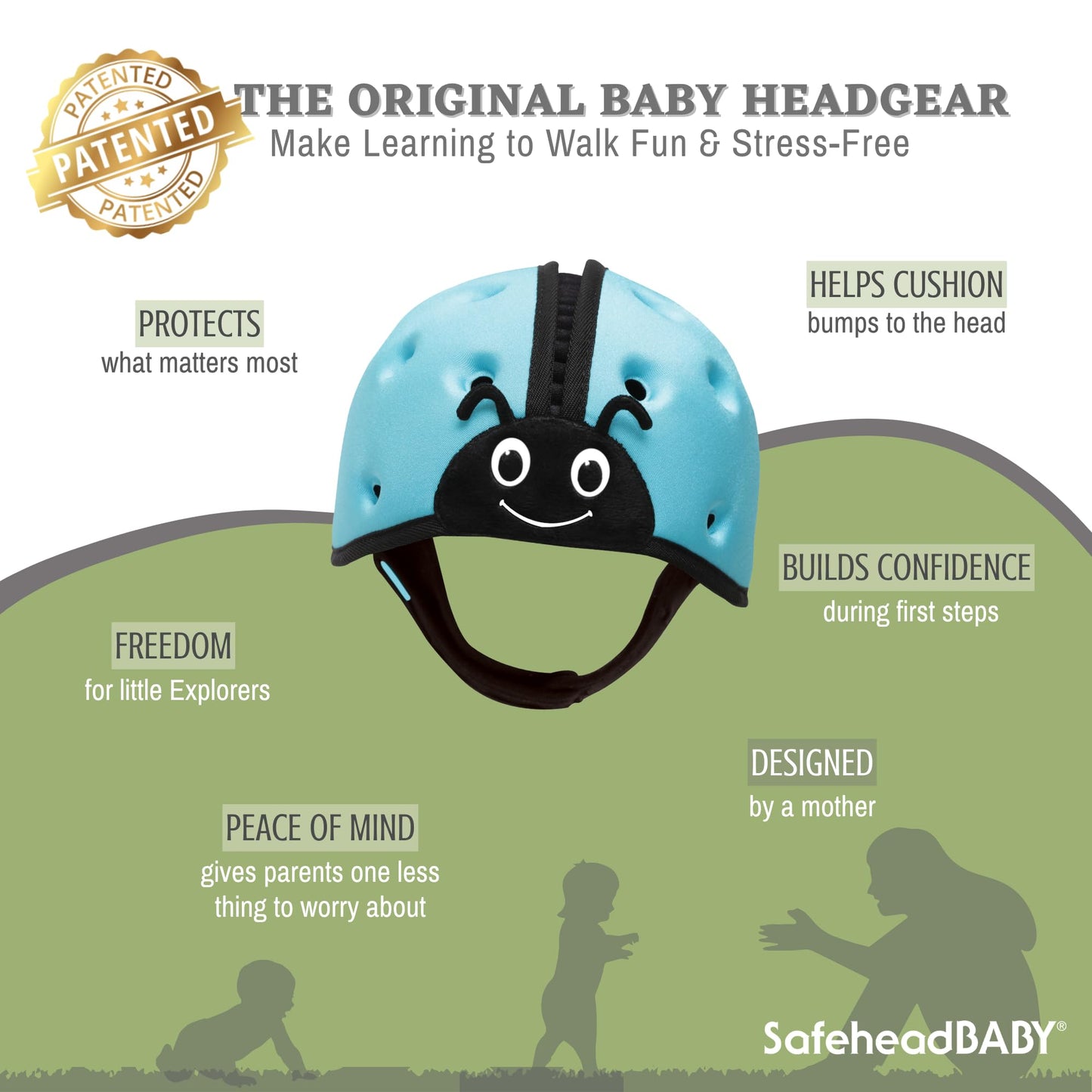 SafeheadBABY Soft Helmet for Babies Learning to Walk - Ladybird Blue