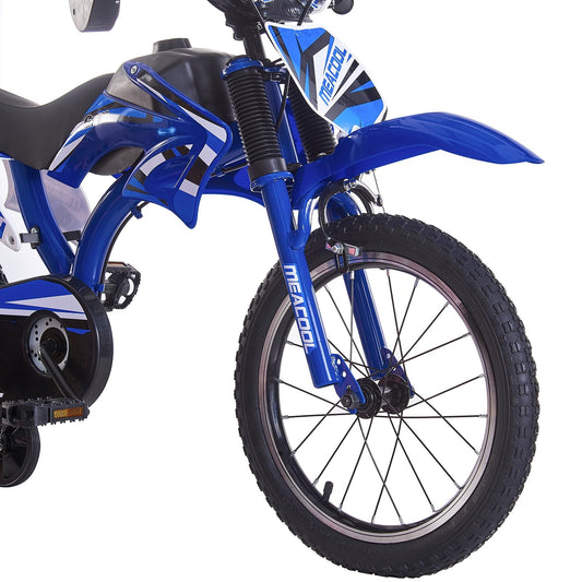 BSTSEL 16"/18"/20" Kids Bike Boys Motocross Bike Dazzling Motorcycle Bike Simulated Motorbike Sound Boys Bicycle Gift with Removable Stabilisers Wheels for Ages 4-12 Years Old (Blue, 16 inch Wheels)