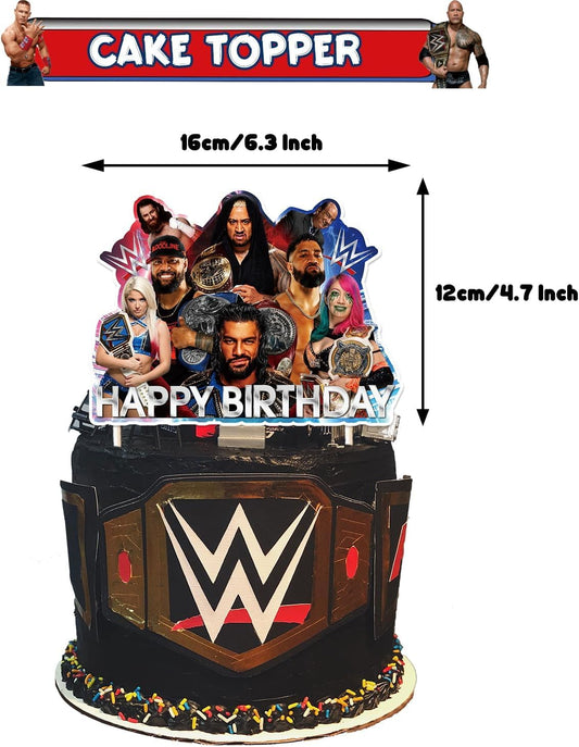 Wrestlinss Theme Birthday Party Decorations Wrestlinss Party Supplies Happy Birthday Banner Balloons Cake Topper, Cupcake Toppers for Birthday Party Decor
