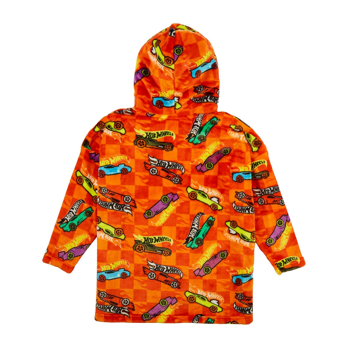 Hot Wheels Hoodie For Kids | Boys Oversized Hoodie Soft Fleece Blanket | Sherpa Hood Lining | Car Gift For Boys | One Size Fits All Age 4-10 Years Orange