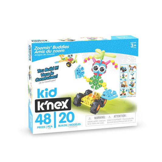 Basic Fun Kid K'NEX | Zoomin' Buddies 20 Model | Kids Craft Set with 48 Pieces | Educational Toys for Kids, Fun and Colourful Building Toys for Boys and Girls, Construction Toys Ages 3 85053