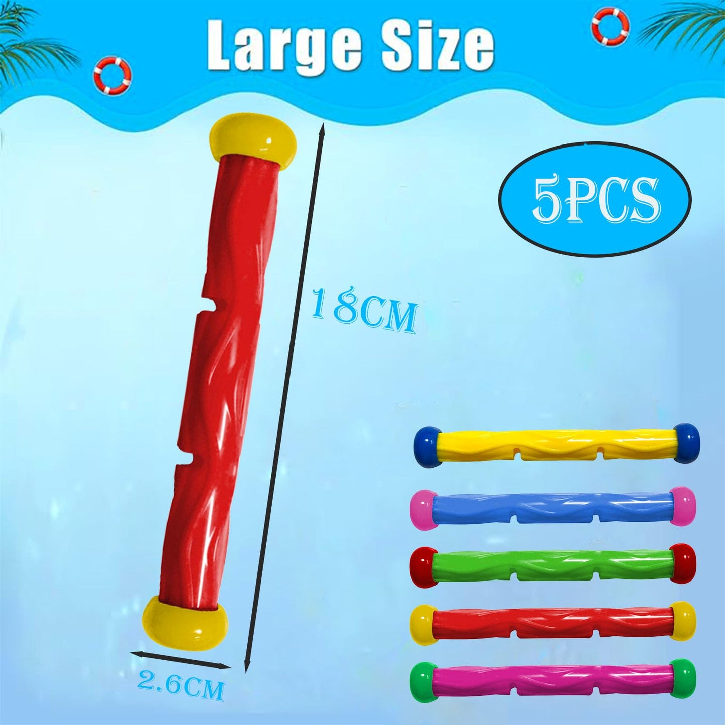 COSORO 5Pcs Diving Sticks Toys Swimming Pool Sinking Toys Swimming Sinkers for Kids 7-12 Years Old,Underwater Diving Toy,Dive Sticks Water Underwater Pool Training Toy for Girls Boys Gifts