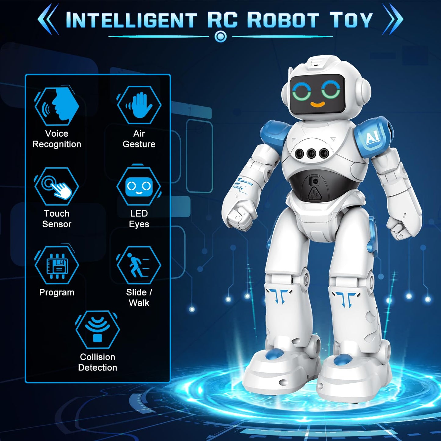 VATOS RC Robot Toys for Kids - Smart Talking Voice Remote Control Robot, Gesture Sensing Programmable Emo Robot Toy for Age 3 4 5 6 7 8 Year Old Boys Girls Birthday Gift Present