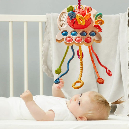 ETUCYNG Baby Toy Pull String Toy - Silicone Pull String Activity Toy, U-fo Silicone Pulling Toy, Sensory Toys For Toddler, Travel Toys For Babies, Early Development Baby Toys Fine Motor Skills Toys