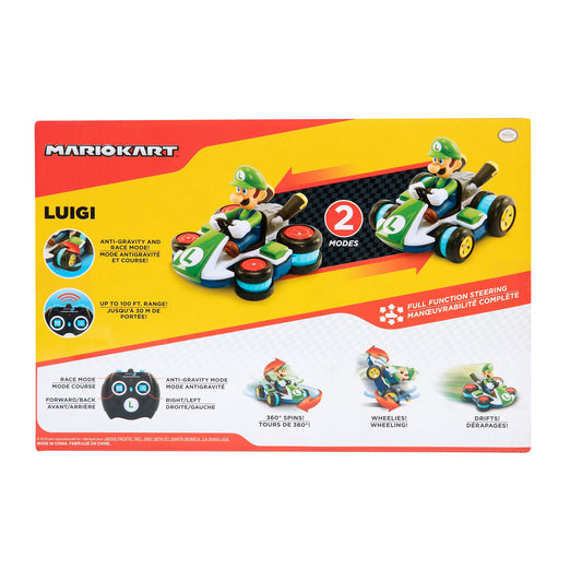 Nintendo Super Mario Kart 8 Luigi RC racer by Jakks Pacific with anti-gravity, 360 spins, wheelies, drift, up to 100 ft range for kids