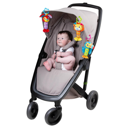 Playgro Tinkle Trio on the Go, With squeaking, rattling and tinkling Noises, From 0 Months, Multicoloured, 40193