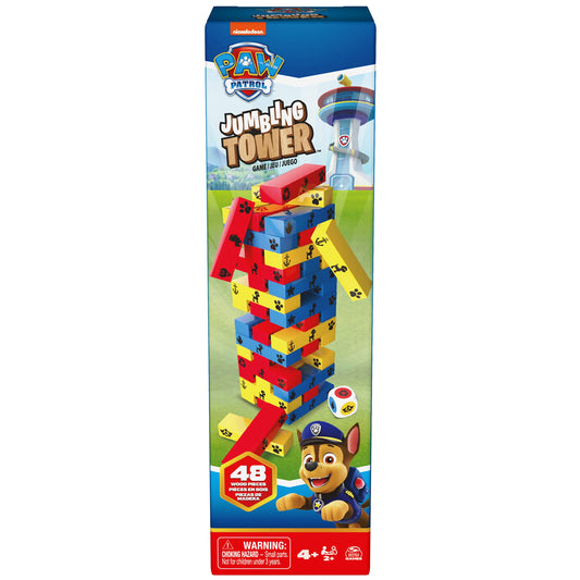 PAW Patrol Jumbling Tower by Spin Master Games, Stacking Building Toppling Colourful Wood Game for Kids PAW Patrol Toys, for Preschoolers Ages 4 and up