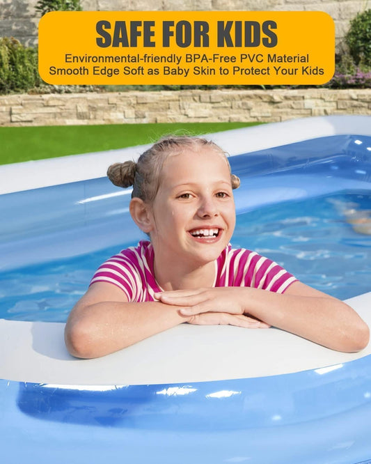 Zumhigh Large Inflatable Paddling Pool for Kids & Adults – Family-Friendly Outdoor/Indoor Pool, Durable Leak-Proof PVC Design with Quick Drainage Perfect for Backyards, Gardens (78.7" X 59" X 19.7")