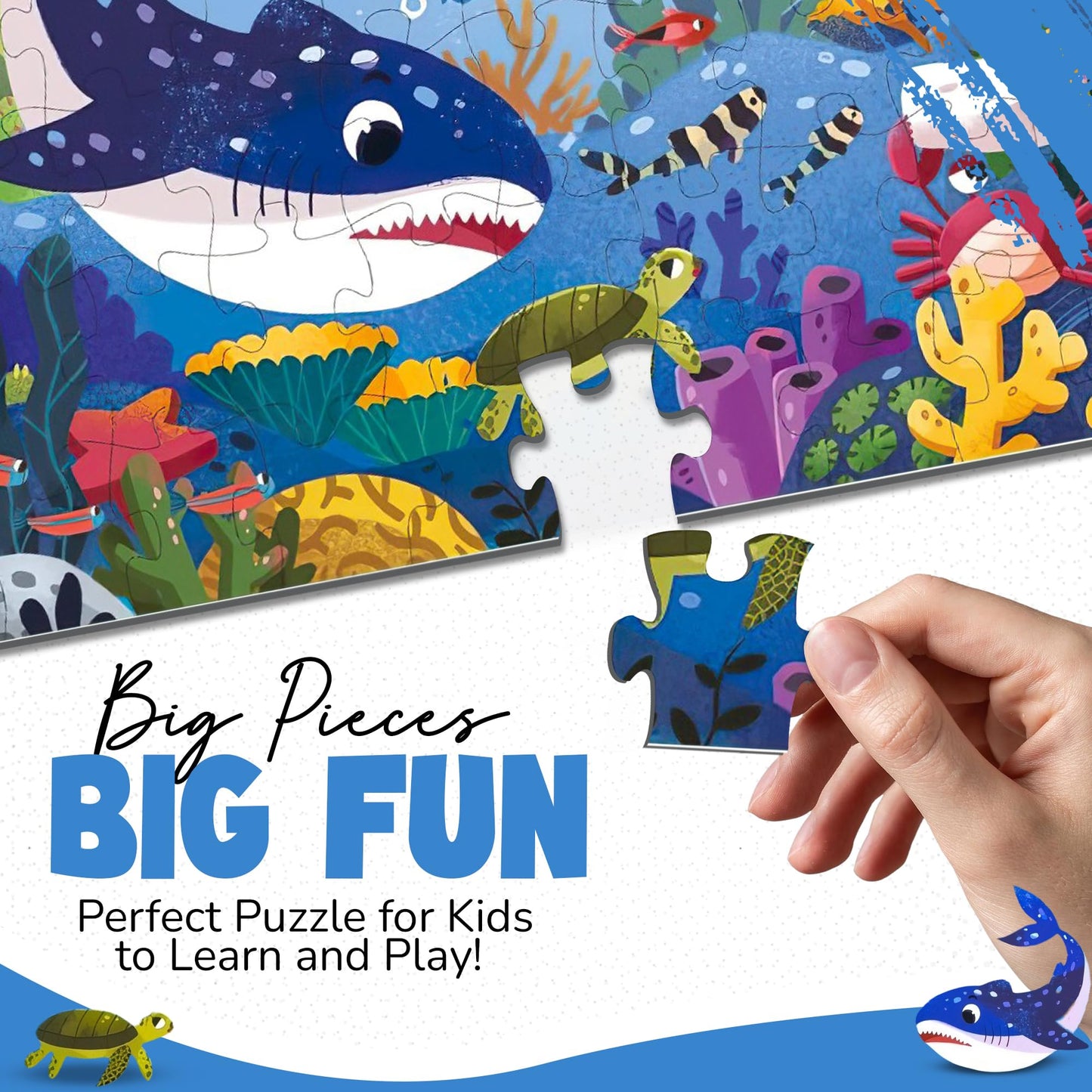 Ocean Puzzle for Kids Ages 3β8 β 60-Piece Montessori Floor Puzzle for Boys & Girls | Educational Jigsaw Toy & Toddler Travel Game | Gifts for 3 4 5 Year Olds | Marine Crisis Sea Life Edition