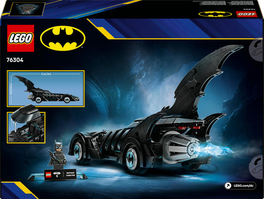 LEGO DC Batman Forever Batmobile toy with opening cockpit, detailed interior, and minifigure, ideal for fans aged 12 and up.