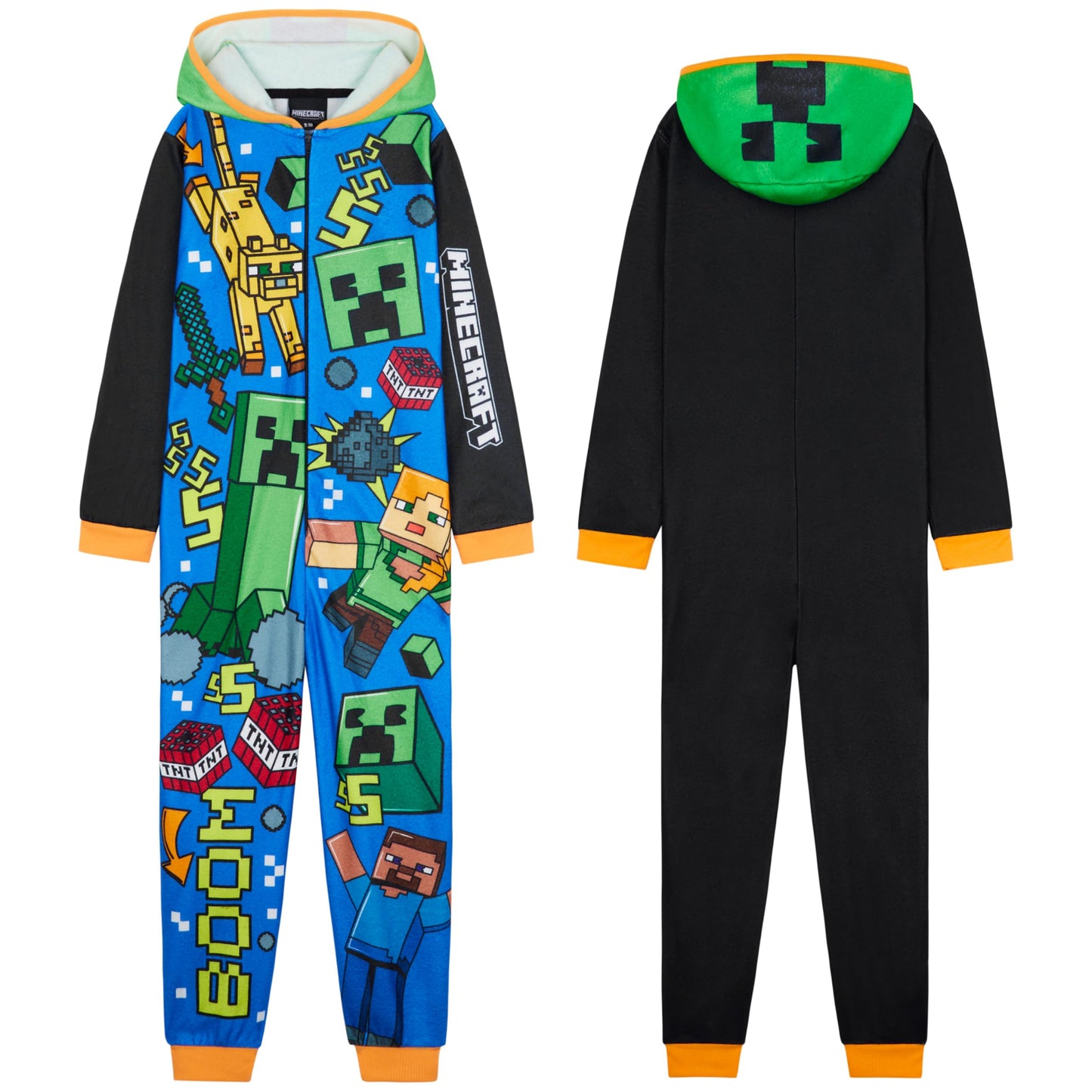 Get Trend Minecraft Onesies for Boys & Teens 7-14 Years, Hooded Fleece Loungewear, Jumpsuit Pyjamas, Gamer Gifts for Boys (9-10 Years, Multi Hooded Minecraft)