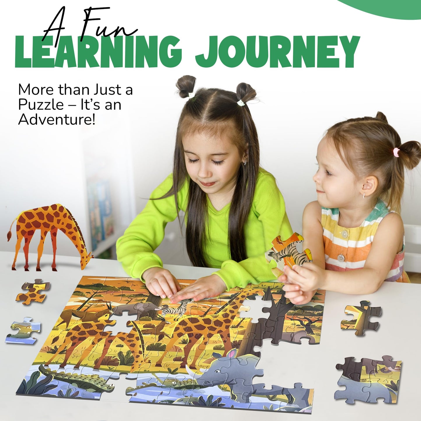 Safari Puzzle for Kids Ages 3β8 β 60-Piece Montessori Floor Puzzle for Boys & Girls | Travel Toy, Toddler Learning Game & Gift for 3 4 5 Year Olds | Migratory Wonders Jigsaw