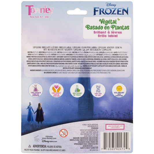Disney Frozen 7-piece lip gloss set by Townley Girl, featuring colorful, plant-based glosses for girls’ makeup play.
