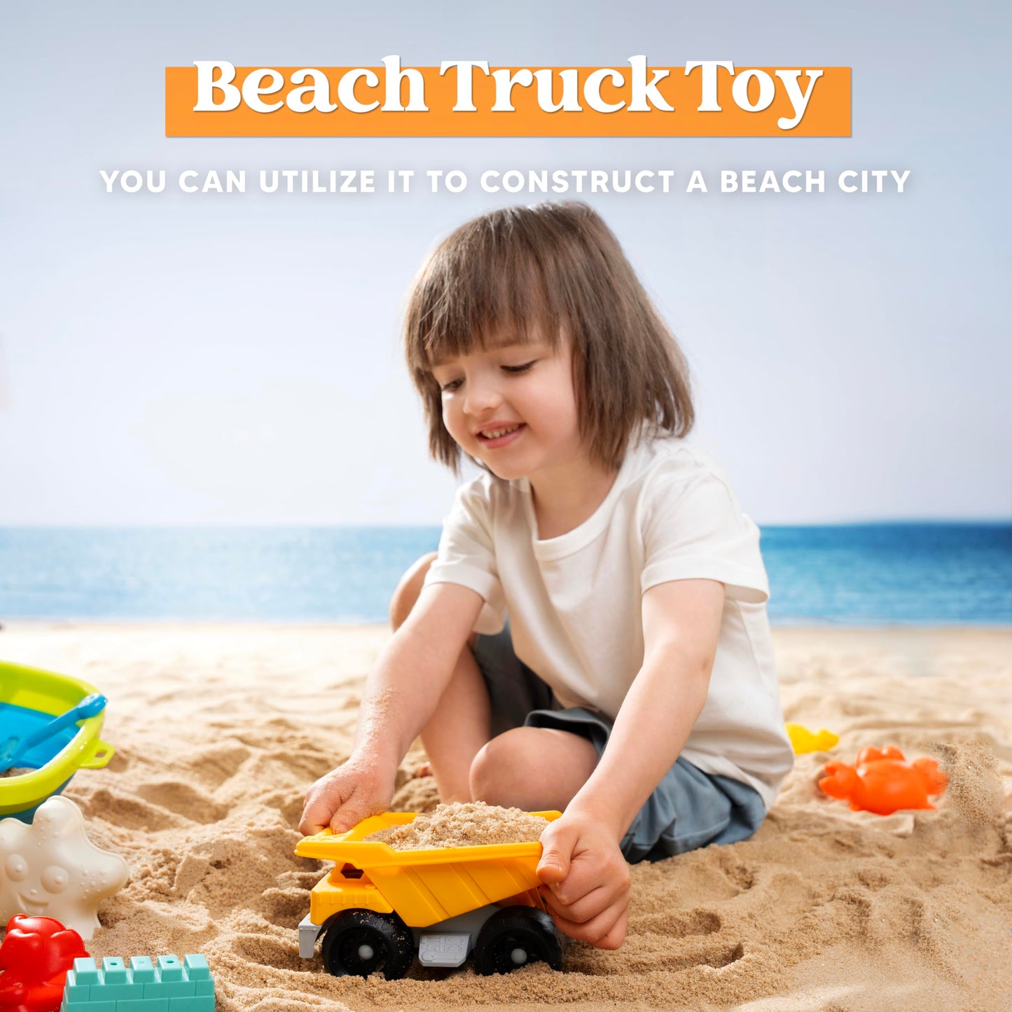 Sloosh Beach Sand Toys Set 24Pcs - Dump Truck Car Toy with Sand Molds for Toddlers Outdoor Play, Collapsible Foldable Buckets Mesh Bag Shovels Castle Animal Mold Sets, Kids Ages Sandbox Toys (Animals)