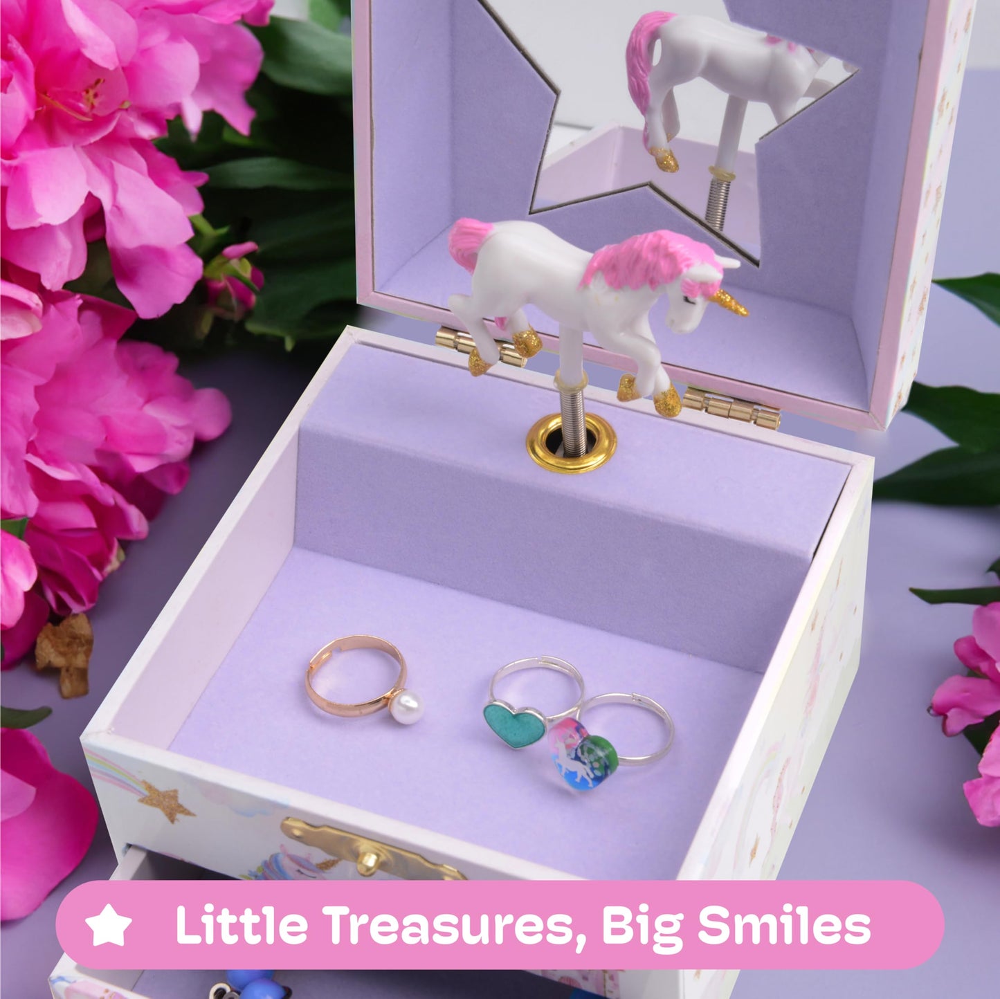 Jewelkeeper Unicorn Jewellery Box for Girls with 2 Pull-out Drawers, Glitter Rainbow and Stars Unicorn Design, The Beautiful Dreamer Tune - Store Your Precious Items - Ideal for Girls Ages 3 and Up