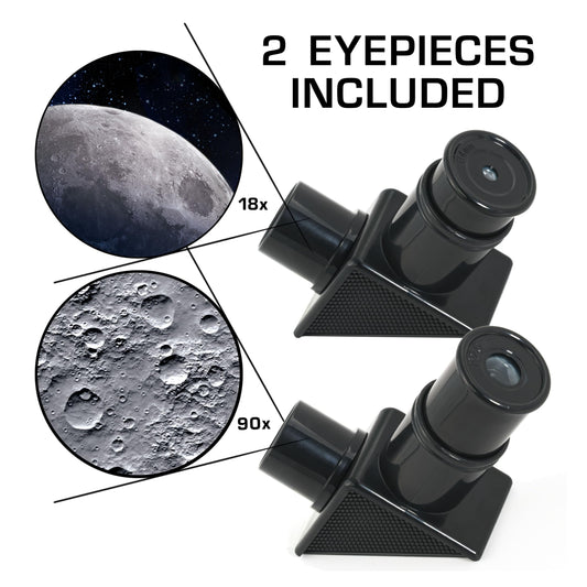 Blue Marble NASA Lunar Telescope for Kids with 90x magnification, two eyepieces, tabletop tripod, and finder scope for beginner astronomy