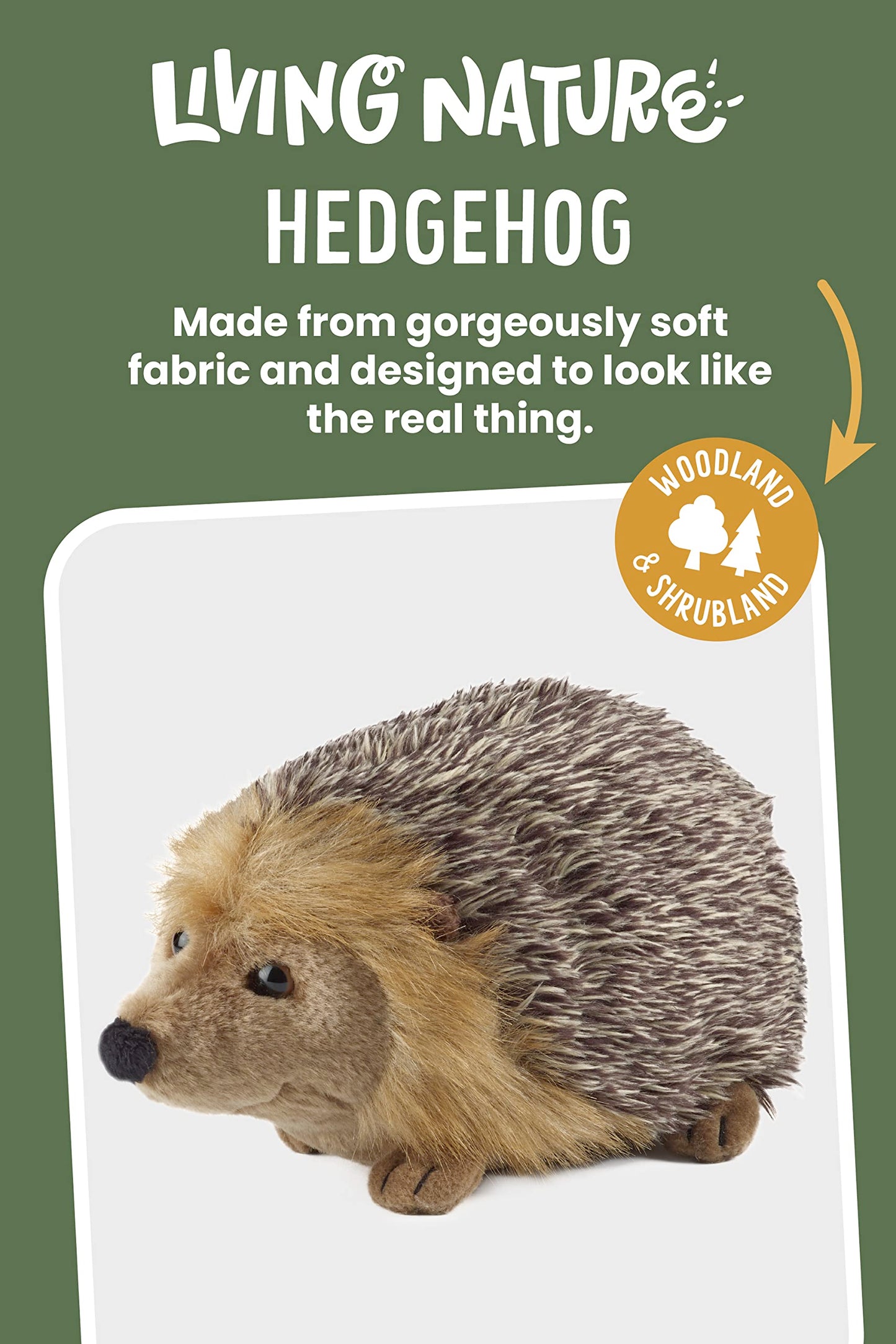 Living Nature Hedgehog Soft Toy | Fluffy Animal | Soft Toy Gift for Kids | 23 cm
