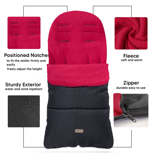 Croc n Frog universal baby bunting footmuff with soft polar fleece, water and windproof fabric, suitable for strollers and pushchairs.