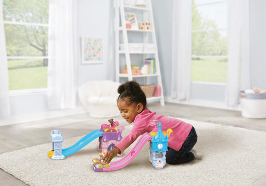 VTech Toot-Toot Drivers Enchanted Castle Slide, Official Disney Princess Playset with Included Cinderella Vehicle, Lights, Phrases, Songs, Interactive Toddler Toy 12 Months, 2, 3, 4+, English Version