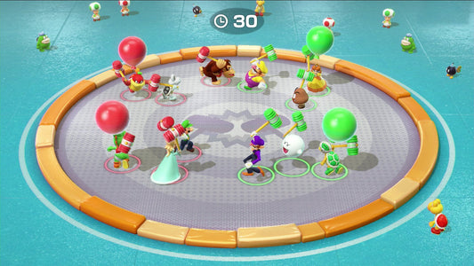 Nintendo Super Mario Party game for Nintendo Switch featuring colorful game board and character icons on the cover.