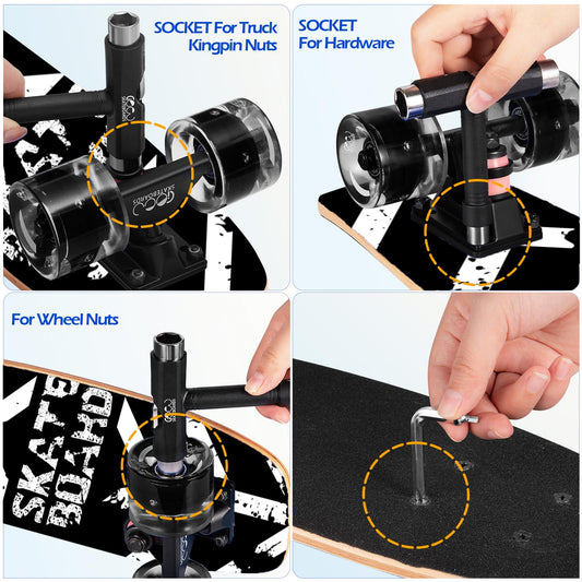 GIEEU Skateboards with Colorful Flashing Wheels for Beginners,Kids,Teens,Adults,31 x 8 Inch Complete Standard Skate Boards 9 Layer Canadian Maple Deck Concave Skateboard (Black White Skateboard-UK)