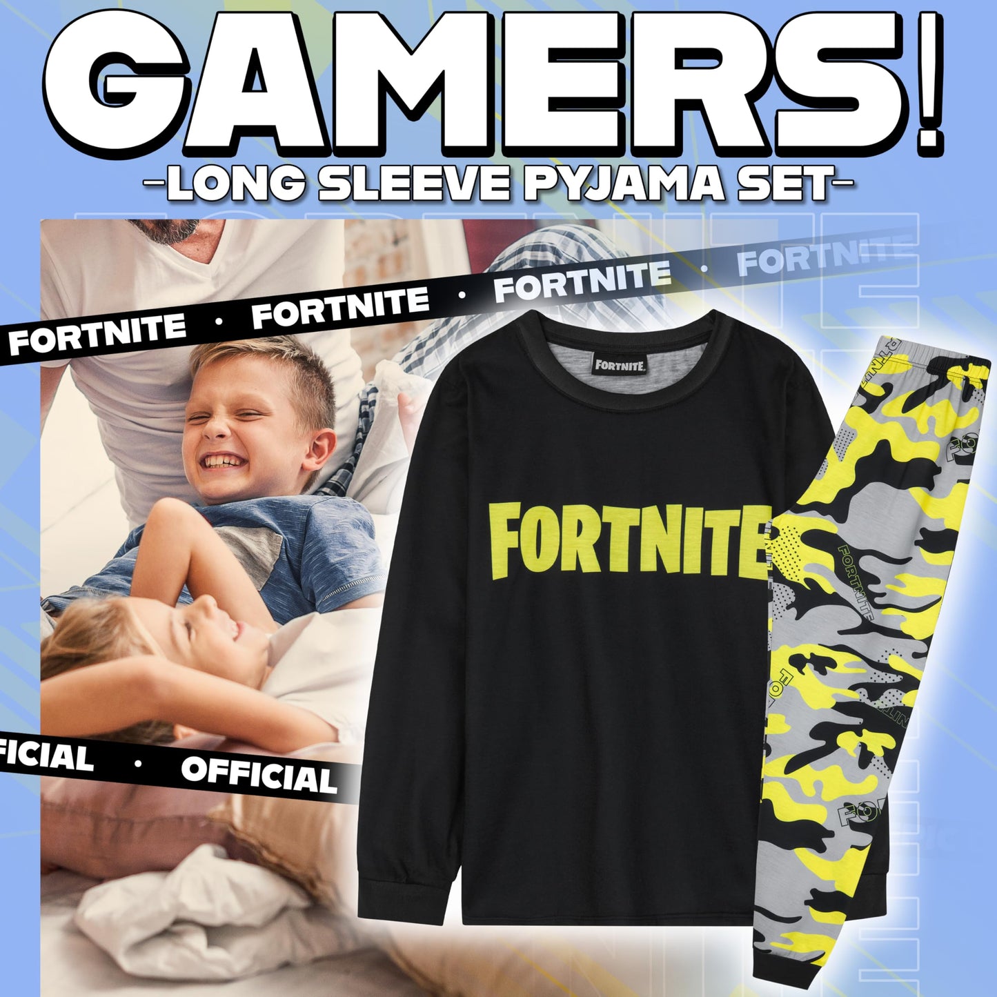 Get Trend Fortnite Boys Pyjamas Set, Long PJs for Kids & Teenagers, Cosy Loungewear Soft Nightwear, Gamer Gifts for Boys (9-10 Years, Yellow Fortnite)