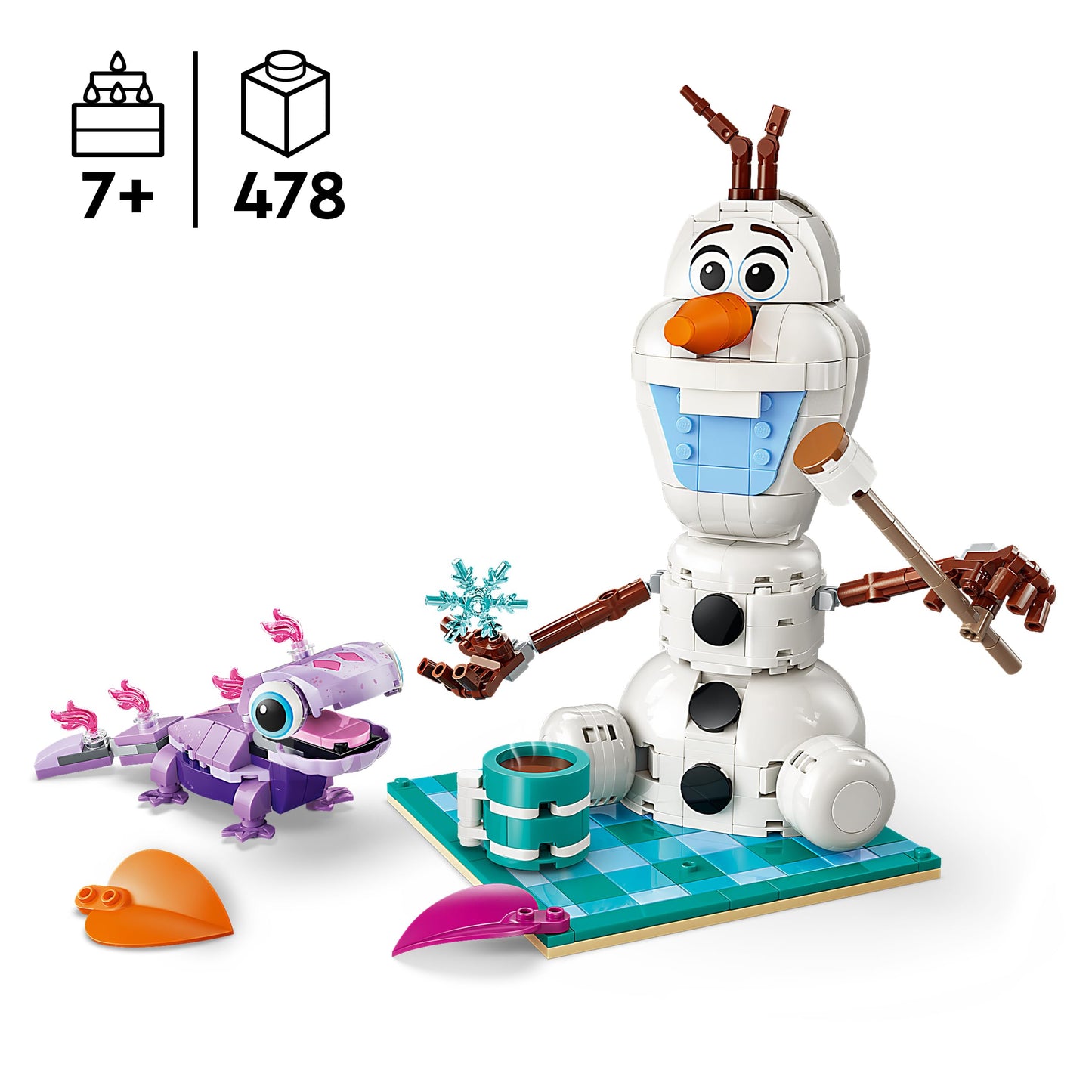 LEGO | Disney Frozen Olaf and Bruni's Picnic Fun Toy - Snowman Figure w/a Picnic Blanket & Accessories - DIY Bedroom Decor - Gift for 7+ Year Old Girls & Fans - 43287