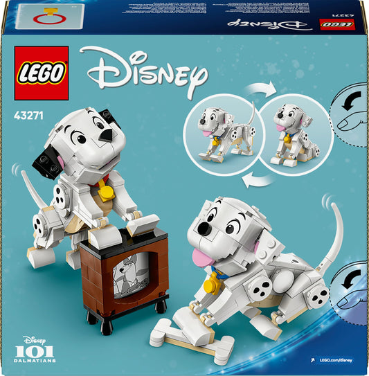 LEGO ǀ Disney Lucky & Penny 101 Dalmatians Puppies Toy - Play & Display Animal Figures with Movable Heads, Legs & Tails - incl. a Bone and TV - Gift for 6+ Year Old Girls 43271