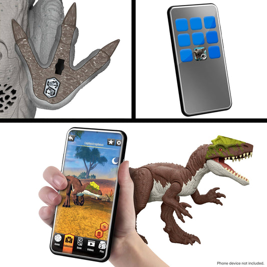 Mattel Jurassic World Rebirth Distortus Rex Rumble N Rampage Dinosaur Action Figure 22 Inch with 2 Attack Actions, Content-Accurate, Digital Play, JJP79