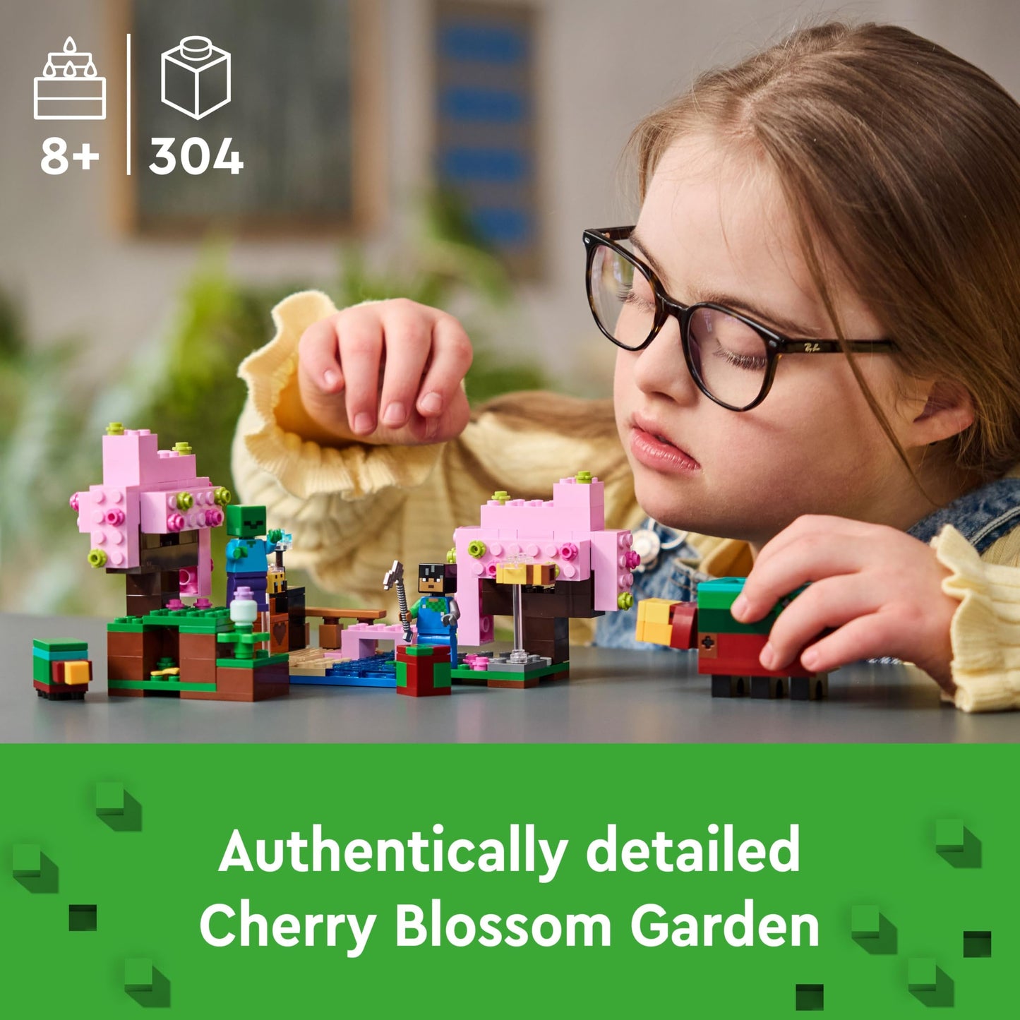 LEGO Minecraft The Cherry Blossom Garden Toy - Building Set with Trees, a Sunny Figure, Bees, and Mobs incl. a Zombie - Gamer Gift for 8+ Year Old Boys & Girls - 21260