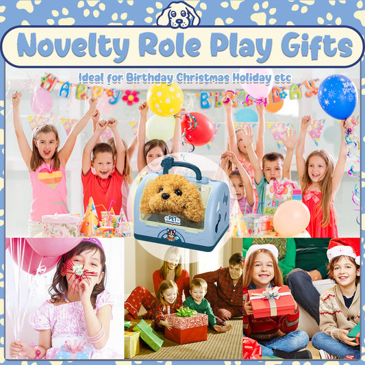 STAY GENT Toy Dogs for Kids Pet Care Vet Set for Kids Robot Dog Toys Pretend Role Play Doctor Kit Plush Electronic Walks Bark Dog Carrier Grooming Treating Toys Gifts for 2 3 4 5 6 Years Old Girls Boy